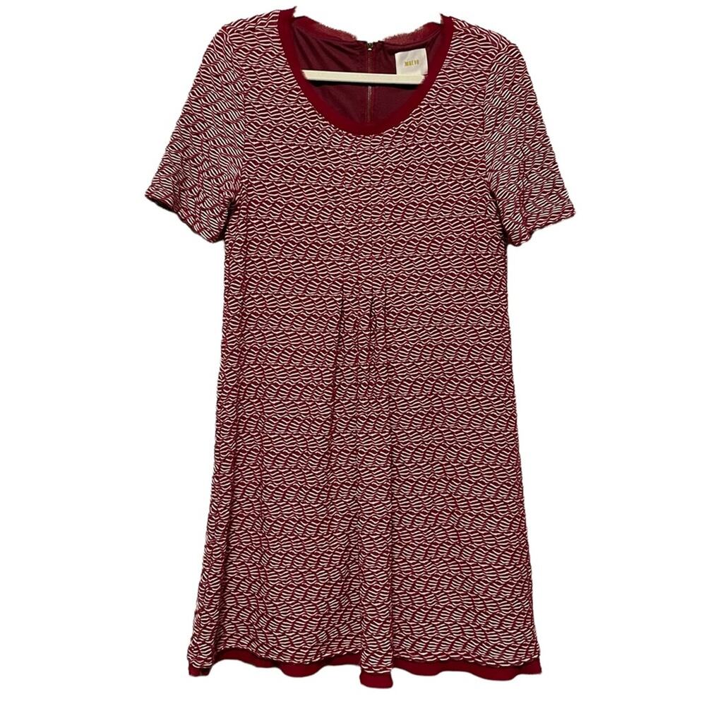 Anthropologie Maeve Dora Dress Red &‎ White Short Sleeve